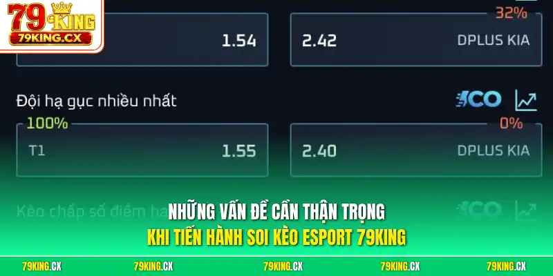 Những vấn đề cần thận trọng khi tiến hành soi kèo Esport 79King